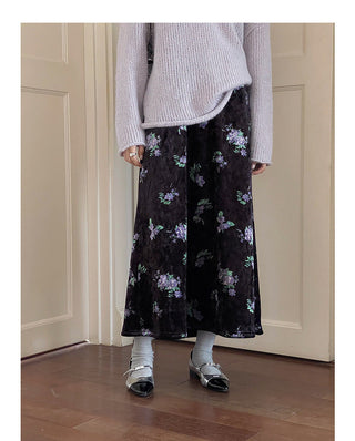 Retro Velvet Printed Skirt