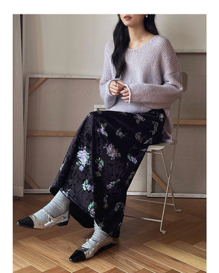 Retro Velvet Printed Skirt