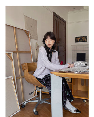 Retro Velvet Printed Skirt