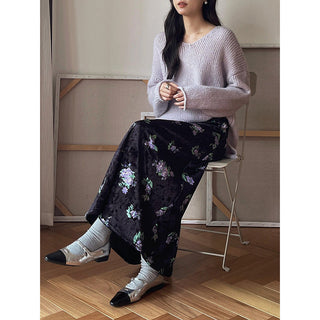 Retro Velvet Printed Skirt