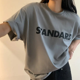 Loose-fitting printed short-sleeved T-shirt