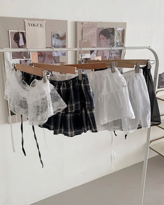 Petite lace layered wrap skirt