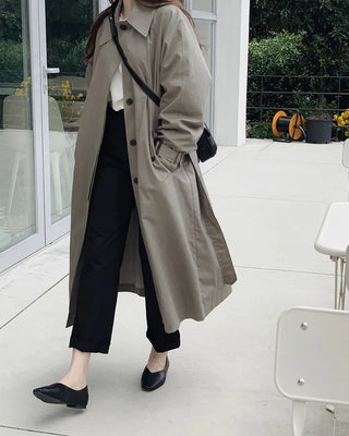 (2 colors) Pleated single trench coat