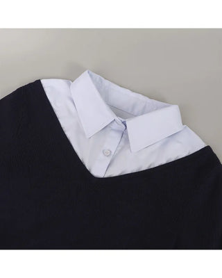 Extremely popular in Korea! Shirt-layered knit / 5 colors