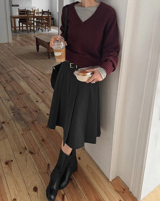 Pleated midi skirt