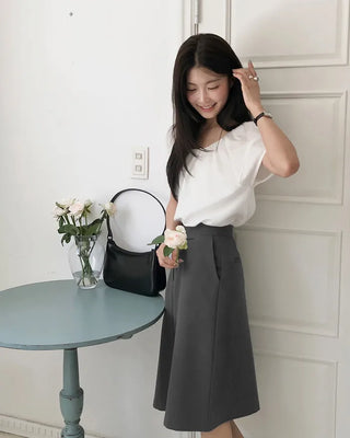 Front pleated midi skirt