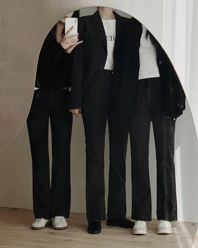 Semi-bootcut denim pants
