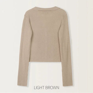 Cardigan-style ribbed collar knit