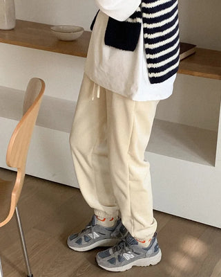 Brushed elastic waist jogger pants