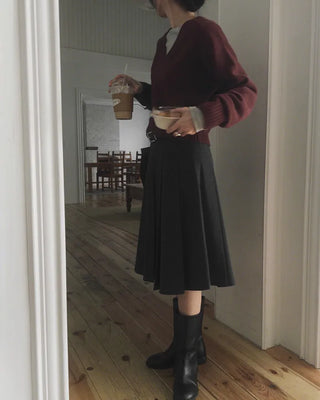Pleated midi skirt