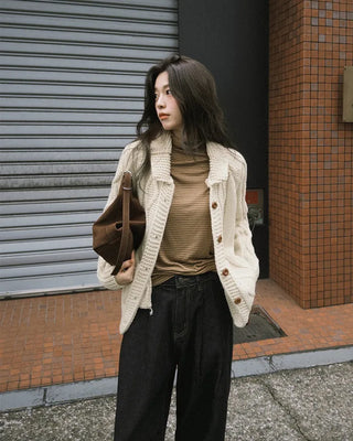 Striped turtleneck T-shirt