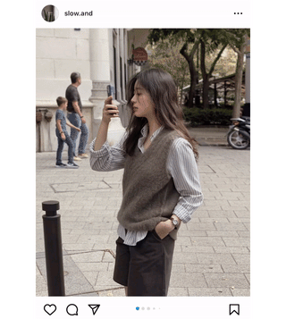 Brushed-back striped shirt - 2 colors