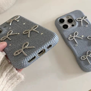 Sparkly Denim Bow iPhone Case