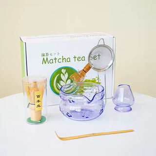 Pink and Purple Glass Matcha Set