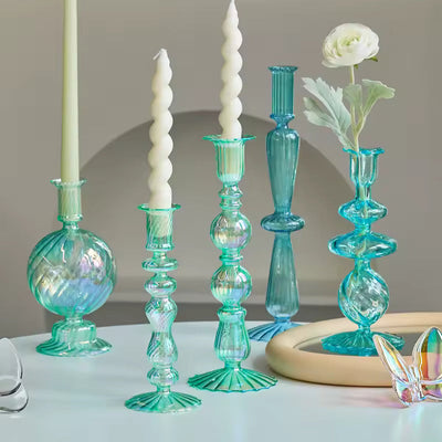 Groovy Glass Taper Candle Holders