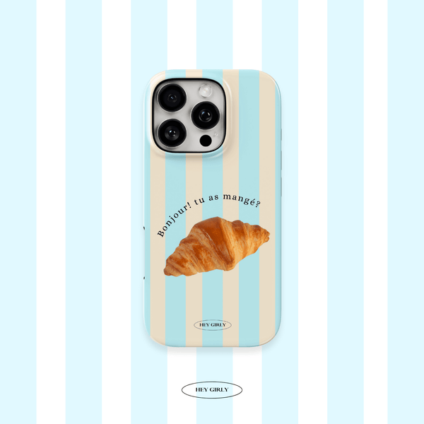 Blue Striped Croissant iPhone Case