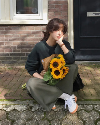 (round neck/v-neck) Soft round knit - 9 colors