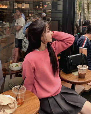 (round neck/v-neck) Soft round knit - 9 colors