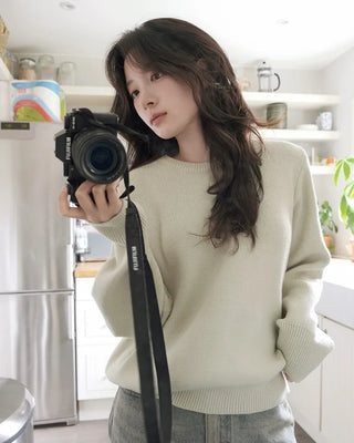 (round neck/v-neck) Soft round knit - 9 colors