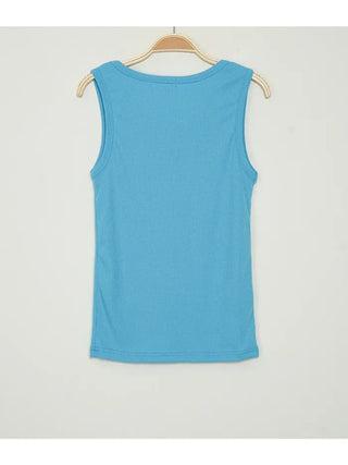Ribbed round sleeveless top