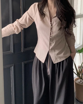 Strap button blouse