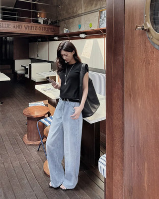Summer wide denim pants