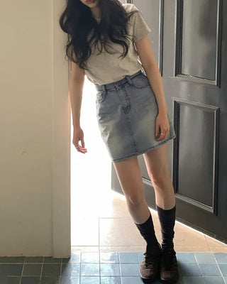 (Skort) Denim Skirt Pants - 4 sizes