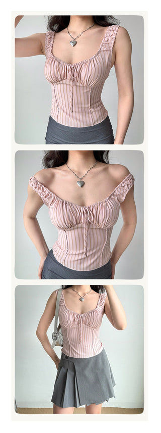 lace striped Top