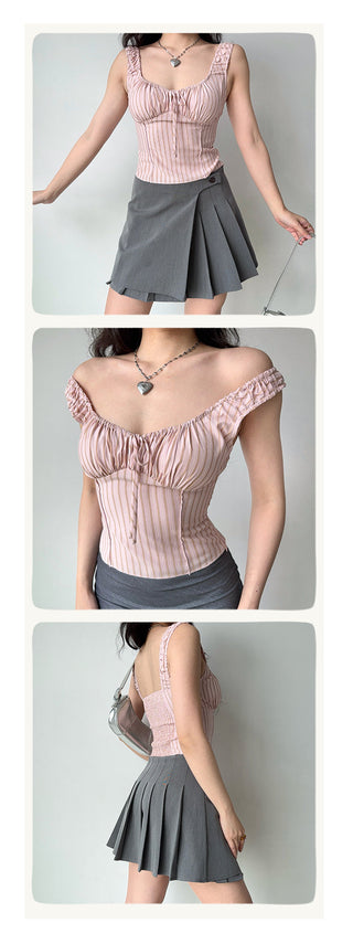 lace striped Top