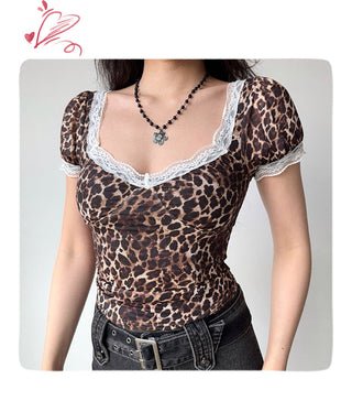 leopard puff sleeve