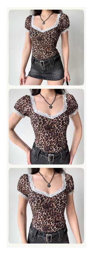 leopard puff sleeve