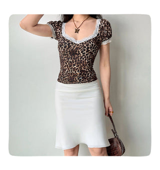 leopard puff sleeve