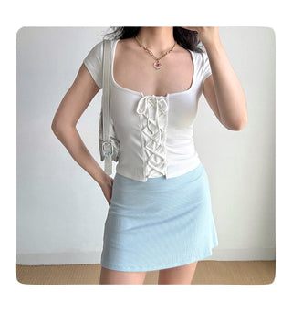 lace-up square Top