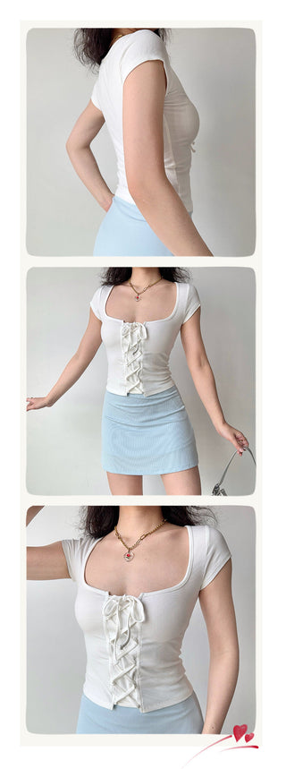 lace-up square Top