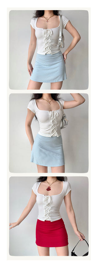 lace-up square Top