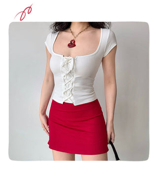 lace-up square Top