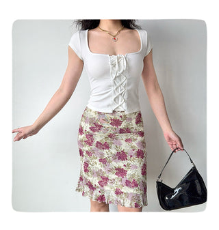 lace-up square Top