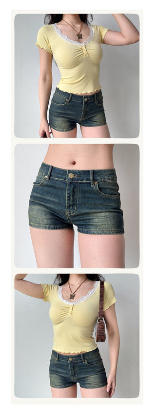 distressed denim shorts