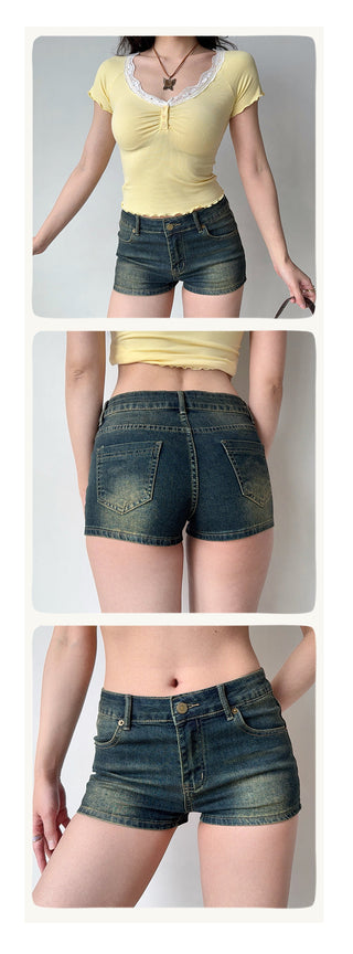 distressed denim shorts