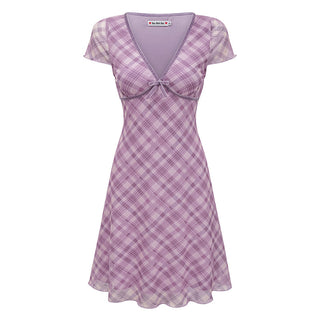 plaid mesh dress