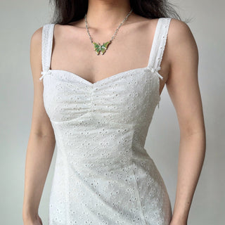 embroidered suspender dress