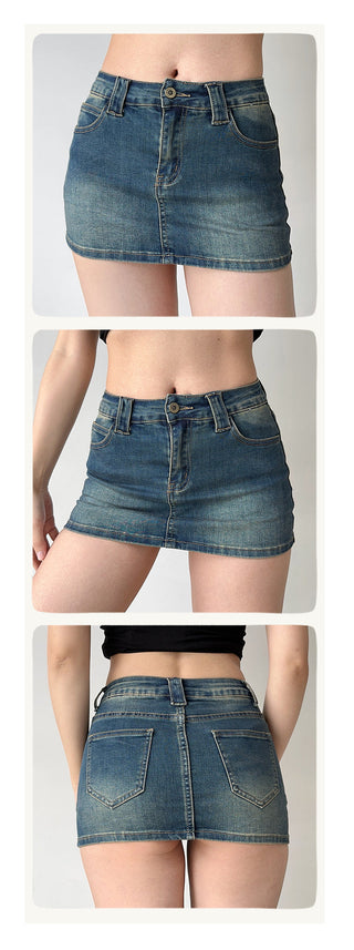 denim mini skirt