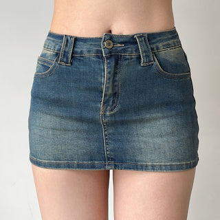 denim mini skirt