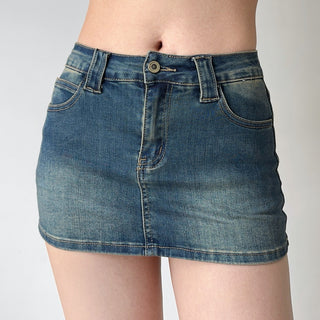 denim mini skirt