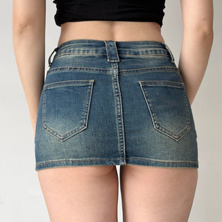 denim mini skirt