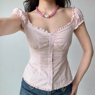 pink puff sleeve