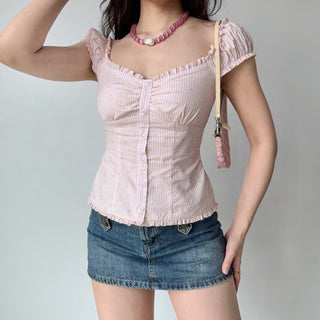 pink puff sleeve
