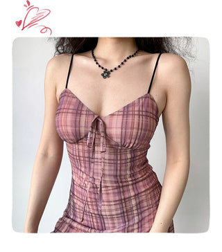 plaid slip dress