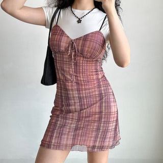 plaid slip dress