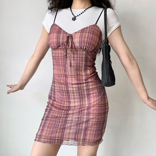 plaid slip dress
